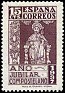 Spain 1937 Jubilee year 20 Ptas Brown Edifil 833